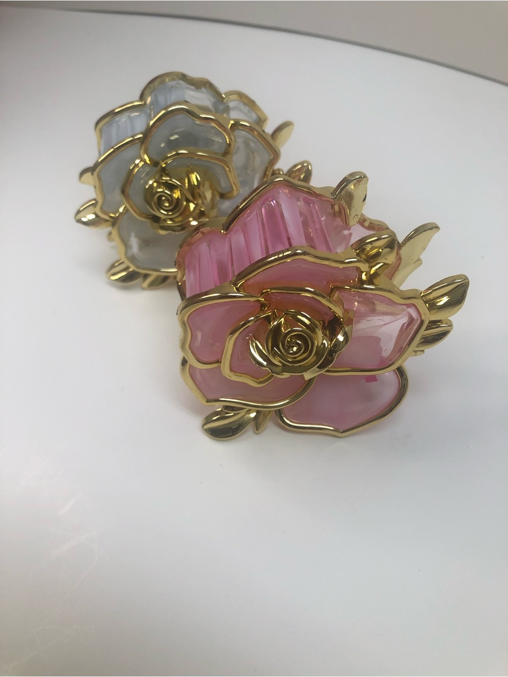 Hair Claw Clips - Pink & White Gold trim NWOT Set of 2